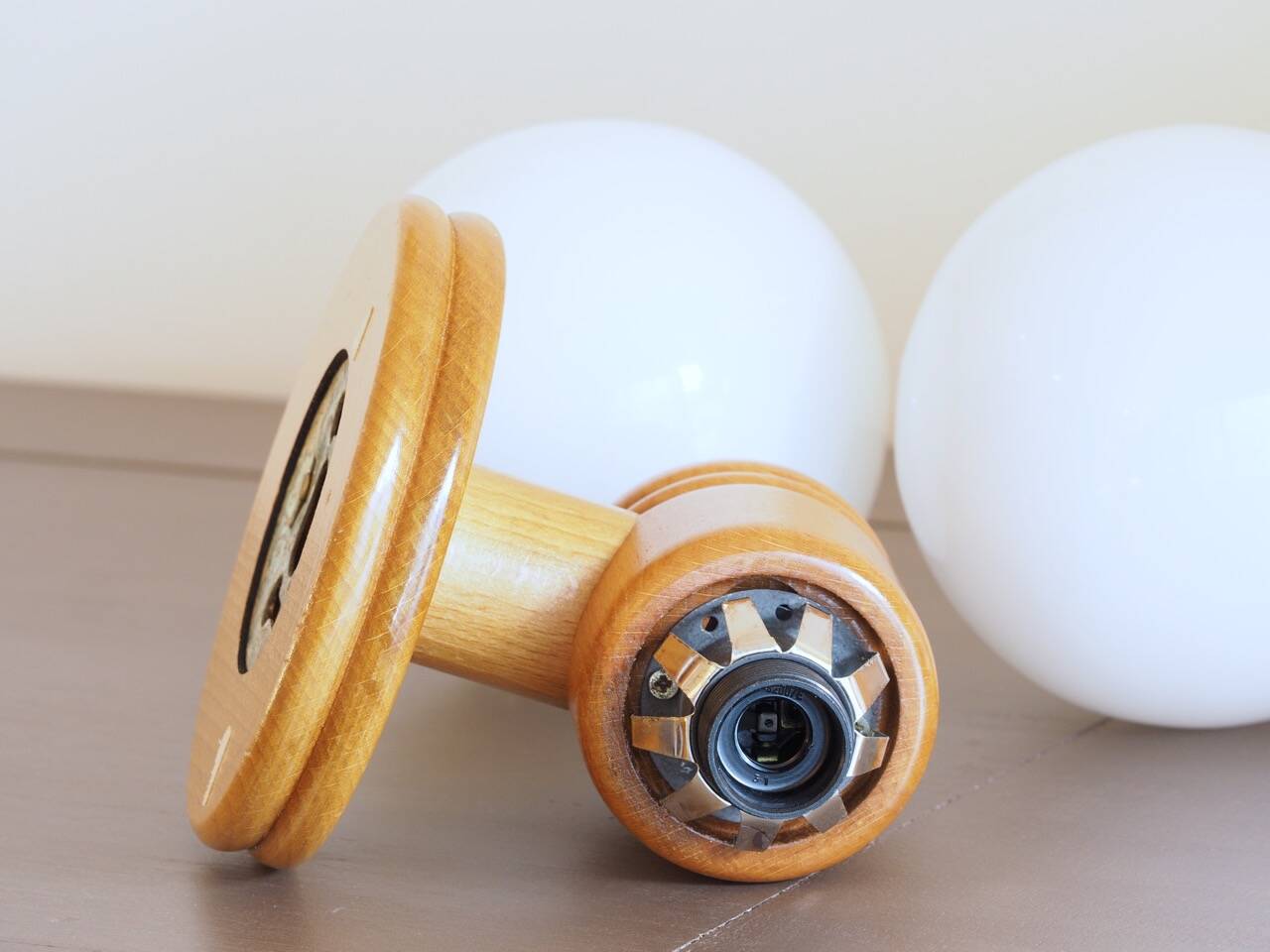 2 vintage wooden wall lights ALLIBERT model CYPRIA