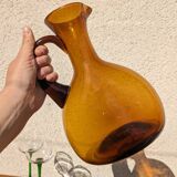 Large vintage amber glass carafe