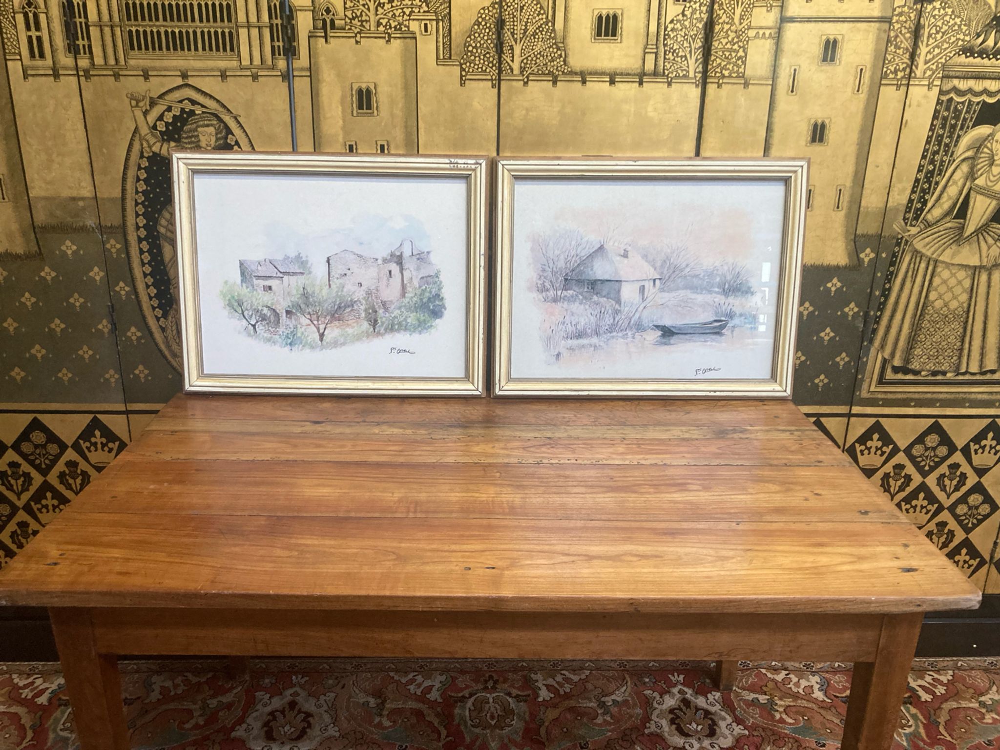 Pair of watercolors signed P OPal