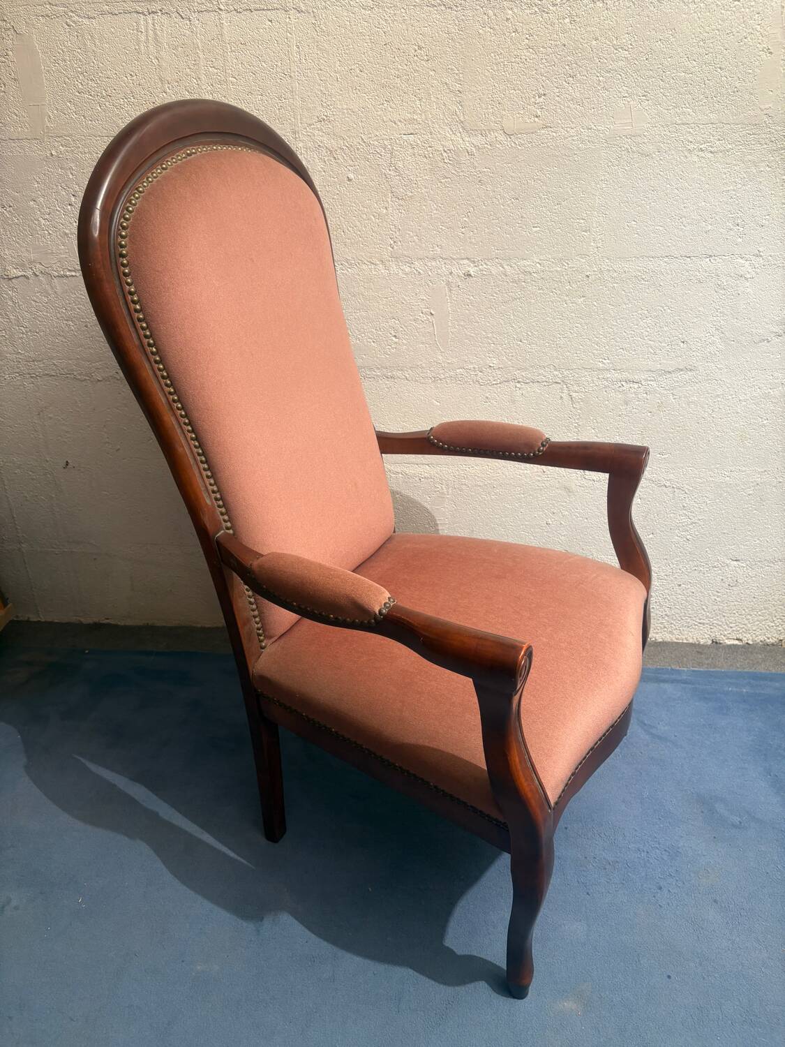 Fauteuil voltaire velours rose