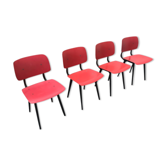 Set of 4 “Revolt” model chairs by Friso Kramer