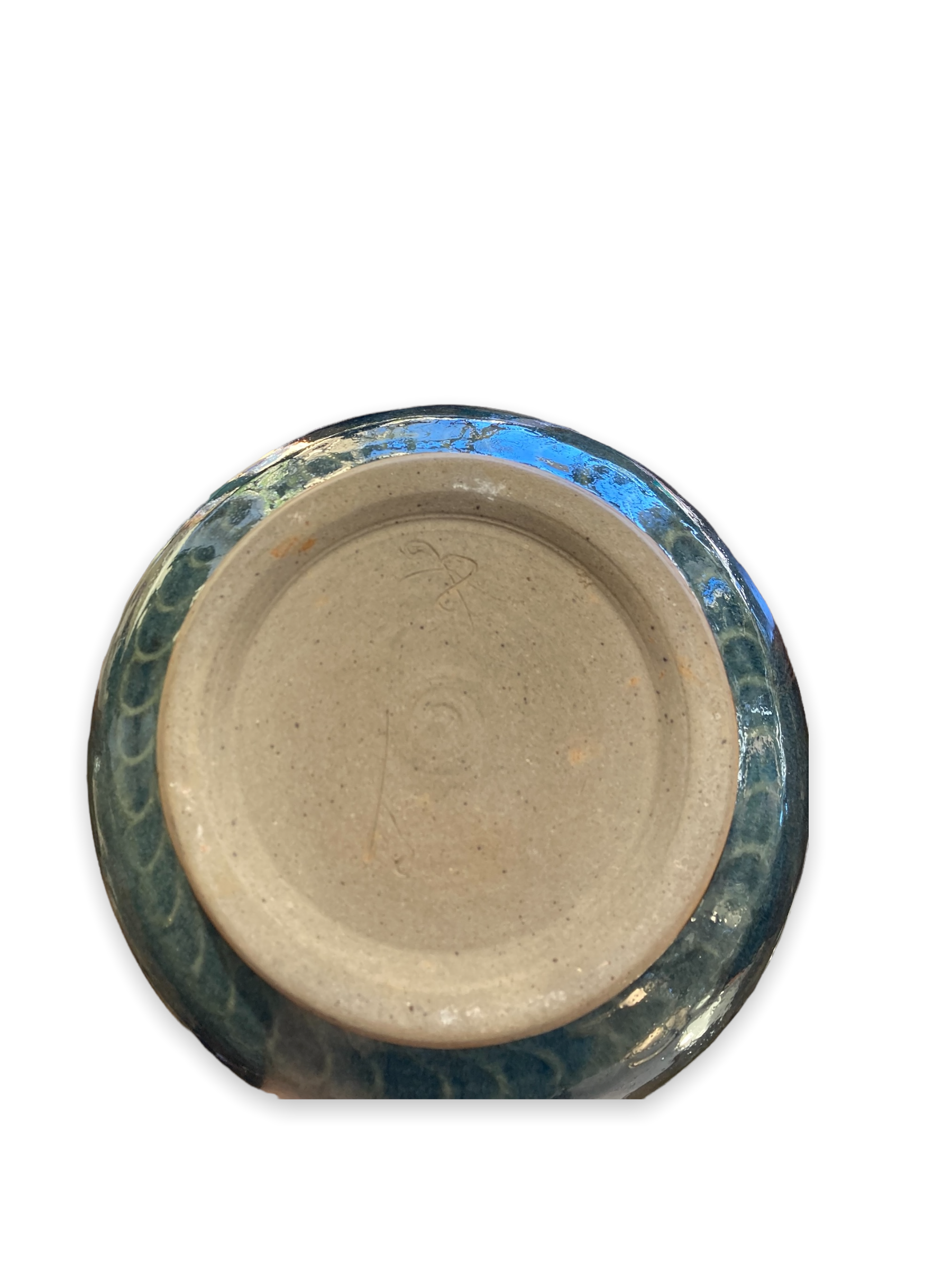 Raku Large Enamelled Ceramic Basin with Anthropomorphic Sockets