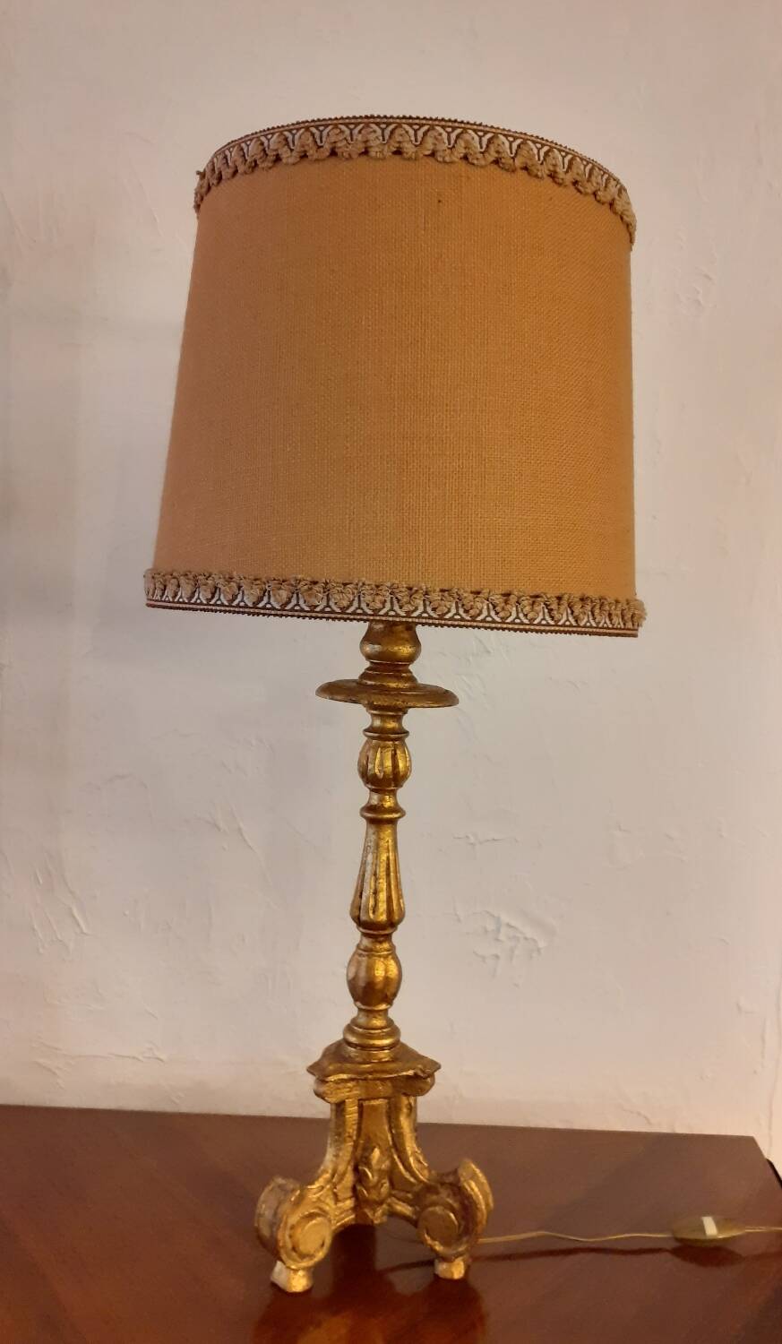 Gilded wood lamp, 1970