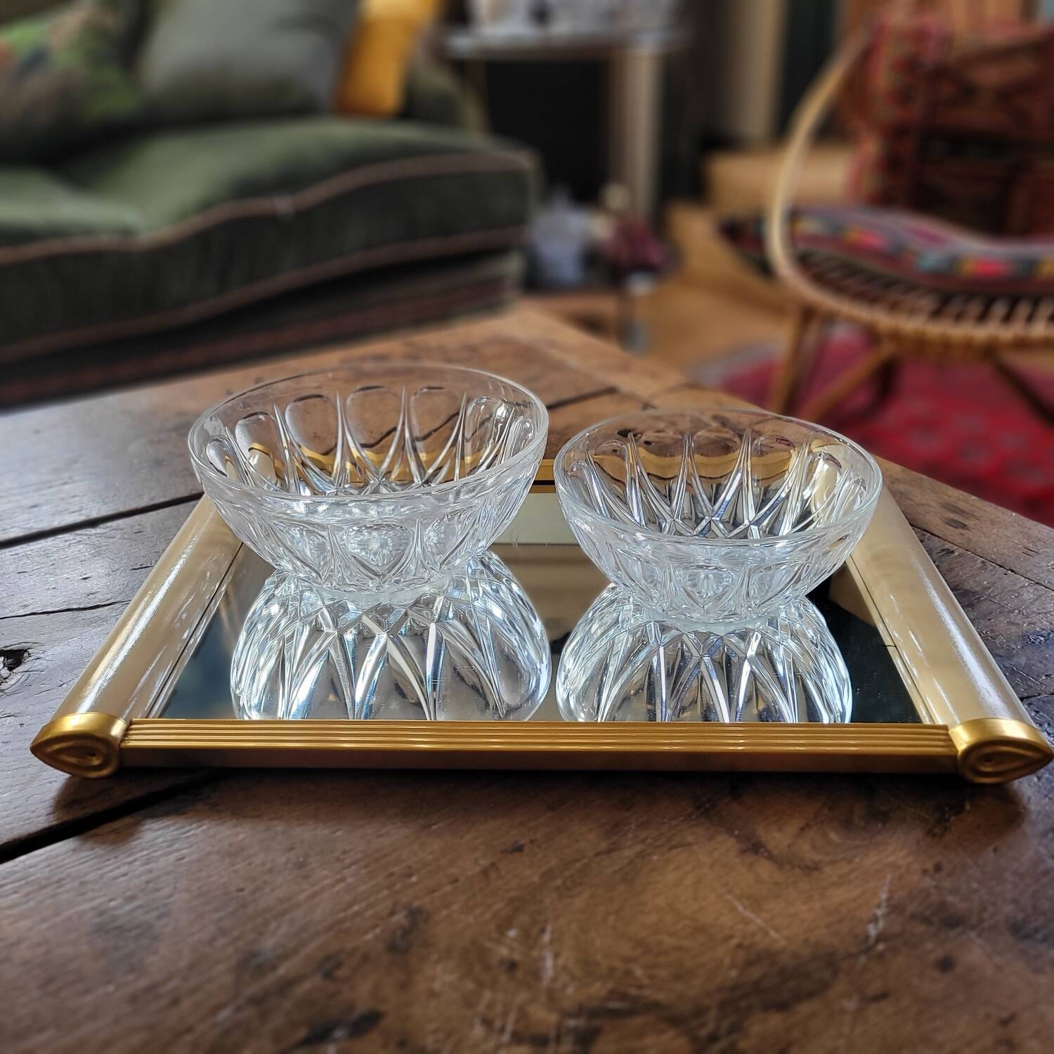 Pair of molded glass salad bowls – 1960s-70s
