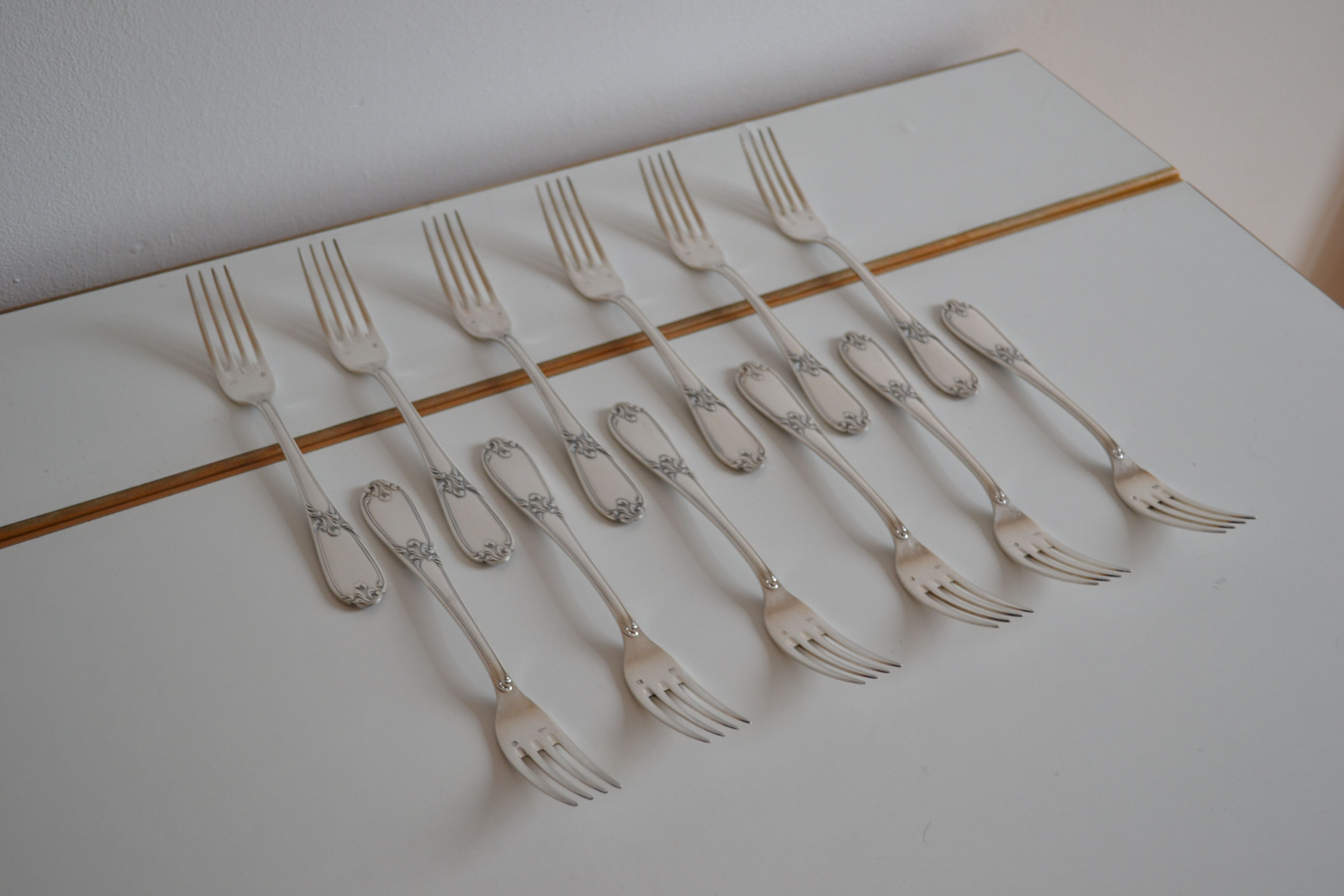 12 metal argente orfevre frionnet french table forks