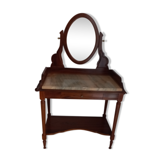 Coiffeuse table de toilette type "duchesse" en noyer moroire pivotant époque 1870