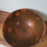 Vintage bowl, old enameled ceramic, wood fired