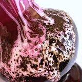 Seafoam tulipwood vase, brown and pink, Vallauris, signed PG