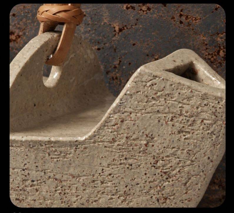Unique Danish Studio Pottery – sculptural teapot with a bamboo handle;