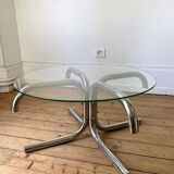 Vintage round tubular coffee table 1970