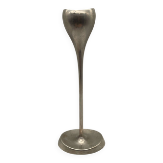 Bougeoire tulipe moderniste danois ABSA en métal argenté