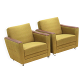 Ensemble de 2 fauteuils vintage verts des années 1970.