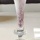 Peter Kaspar Soliflore Vase/Floral design, collared neck. Blown art glass, speckled purple. Shell inclusion. Dim 26.5 x 13 cm