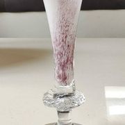 Peter Kaspar Soliflore Vase/Floral design, collared neck. Blown art glass, speckled purple. Shell inclusion. Dim 26.5 x 13 cm
