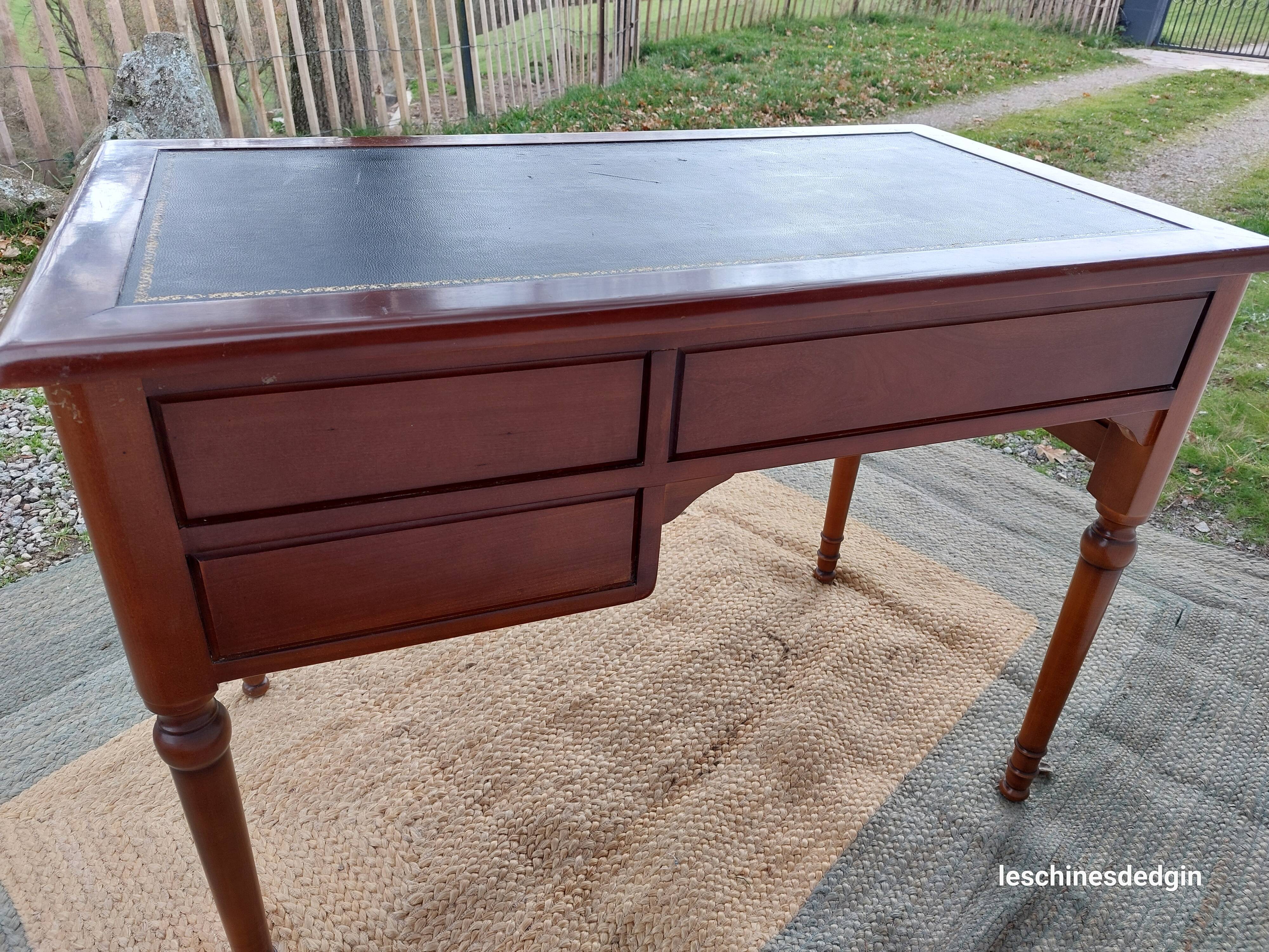 Black leather desk with extensions