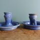 Stoneware candlesticks signed artisanal ceramics