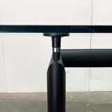 Italian model LC6 dining or office table in metal and glass by Le Corbusier, Pierre Jeanneret, Charlotte Perriand for Cassina.