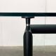Italian model LC6 dining or office table in metal and glass by Le Corbusier, Pierre Jeanneret, Charlotte Perriand for Cassina.