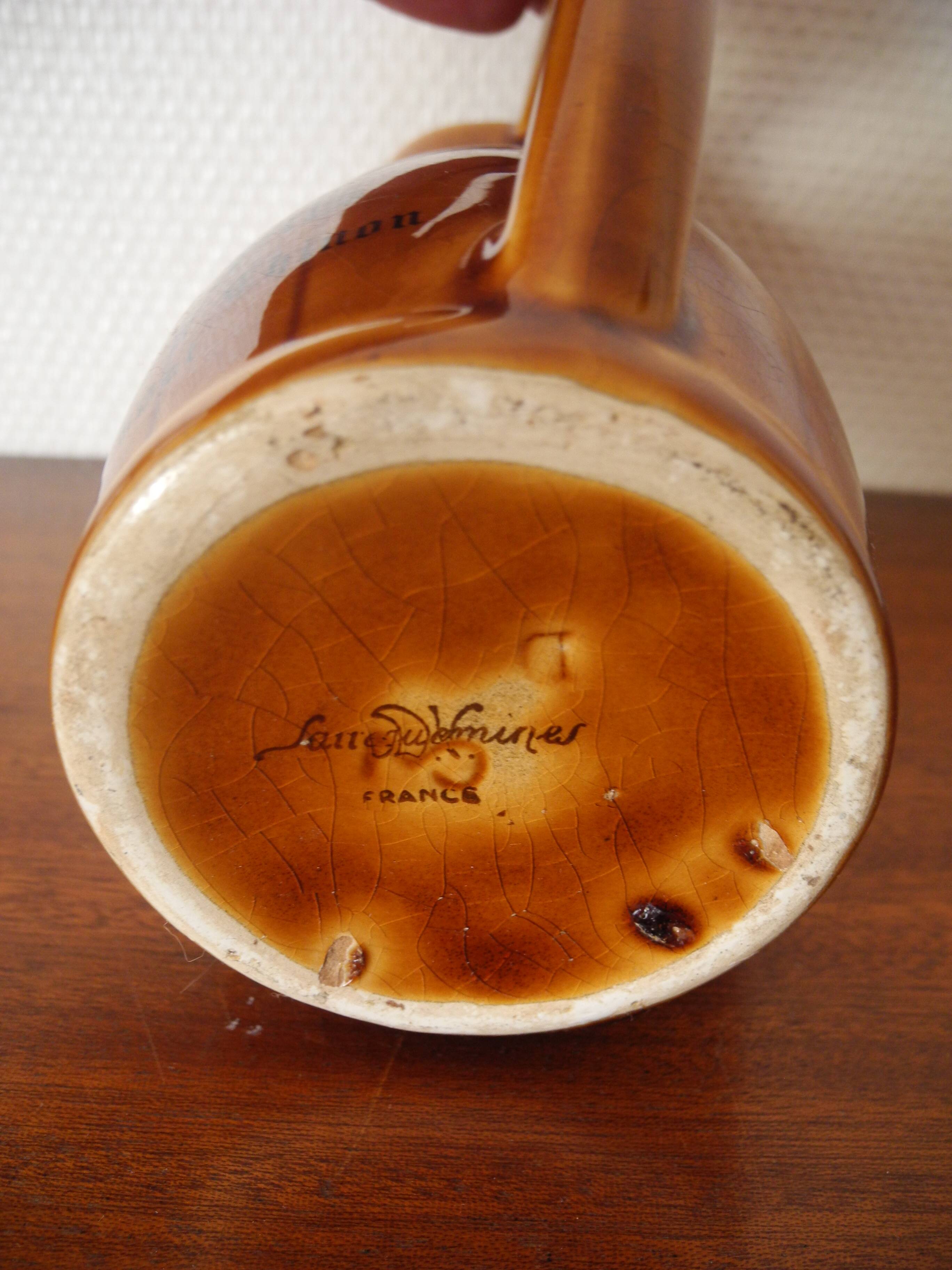 old pitcher Sarreguemines Plouzeau Chinon wine old french pitcher wine