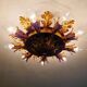 Floral ceiling light in gilded metal, Banci Firenze, Italy, 1970.