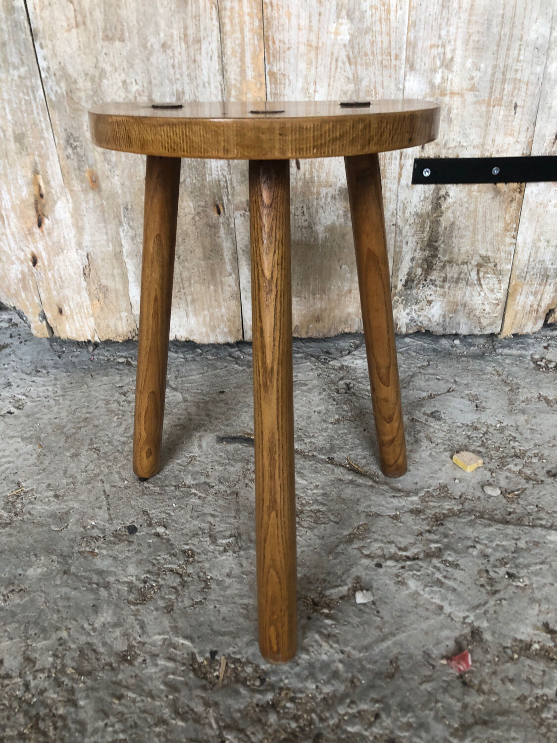Vintage light wood milking stool