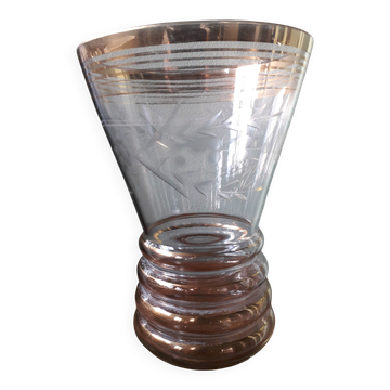 Vintage 1970s cut glass vase