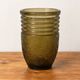 Vintage olive green smoked glass vase – Textured relief decoration – H19 cm