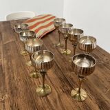 9 verres ancien en métal argenté et laiton