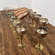 9 old glasses in silver metal and brass