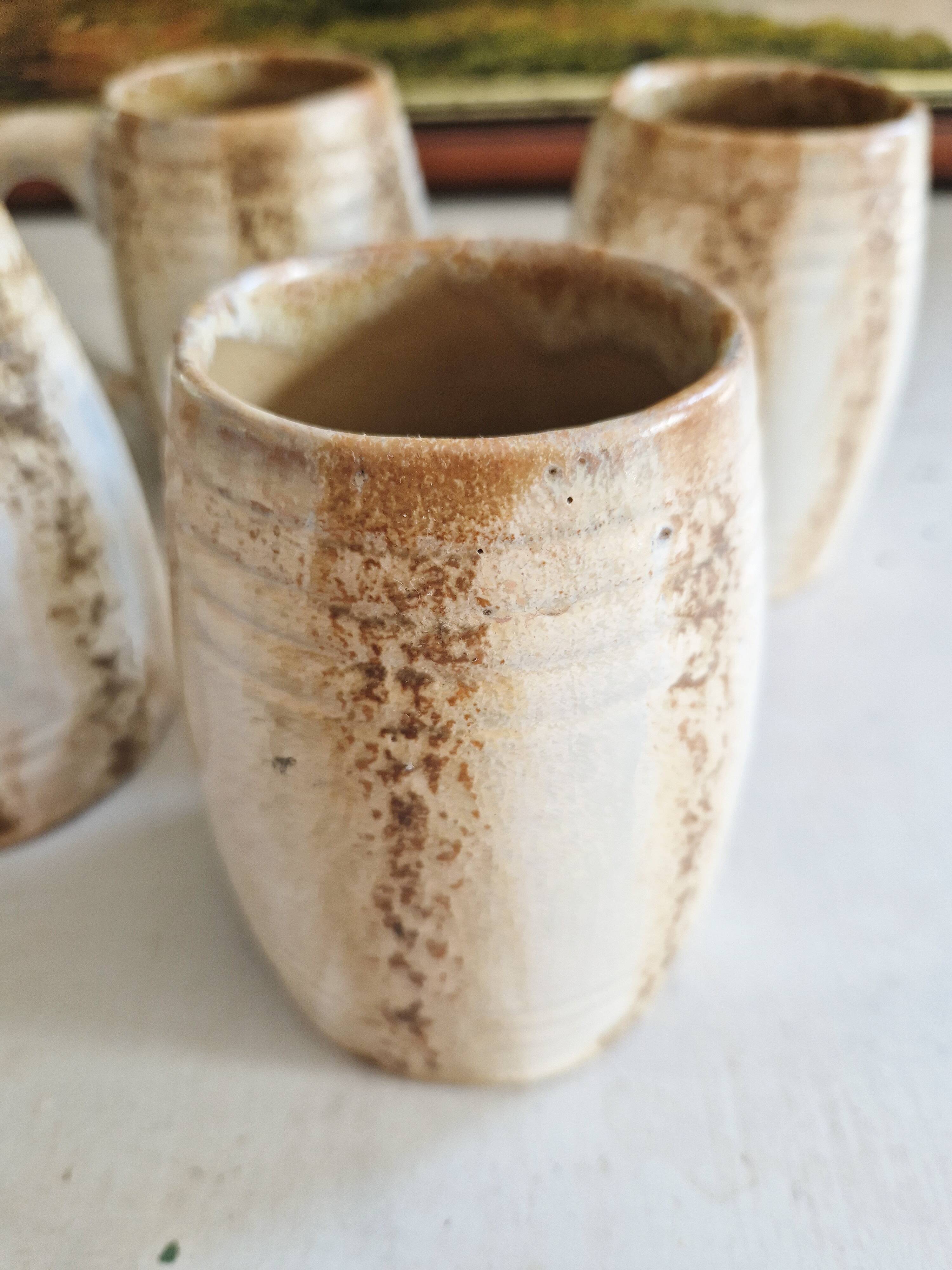 Lot of 5 vintage mugs or tankards in rambervillers stoneware signed alphonse cytere