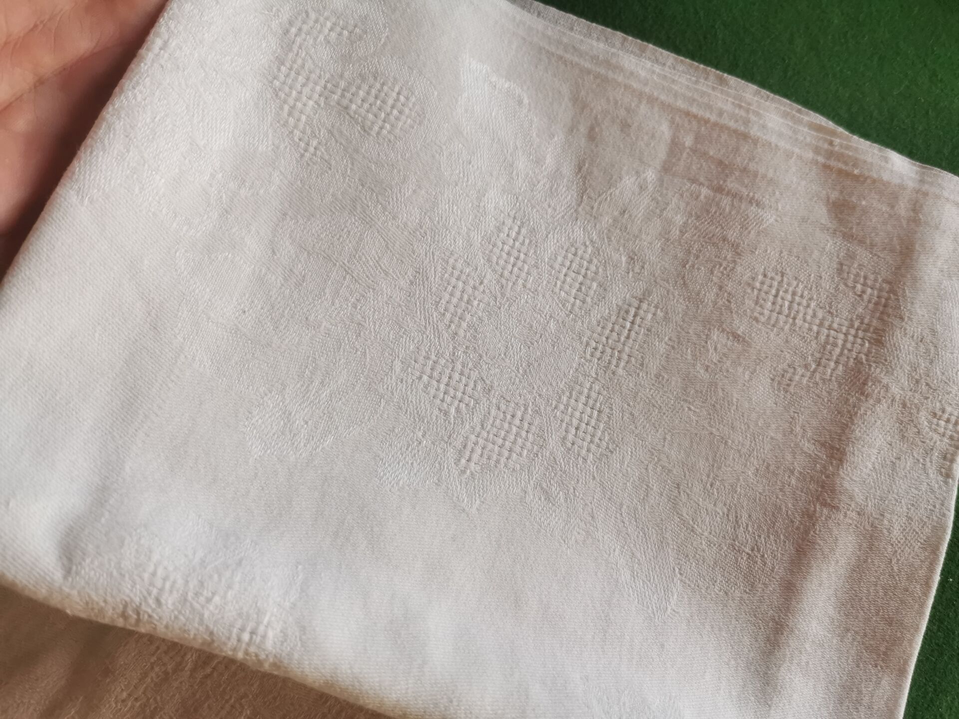 10 old damask linen napkins with monogram