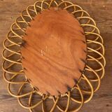 Vintage oval rattan mirror from the 60s/70s.