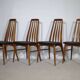 Eva Dining Chairs in Teak by Niels Koefoed for Hornslet, Leather, Set of 4