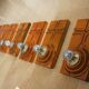Series of 8 ceramic wall lamps 70s