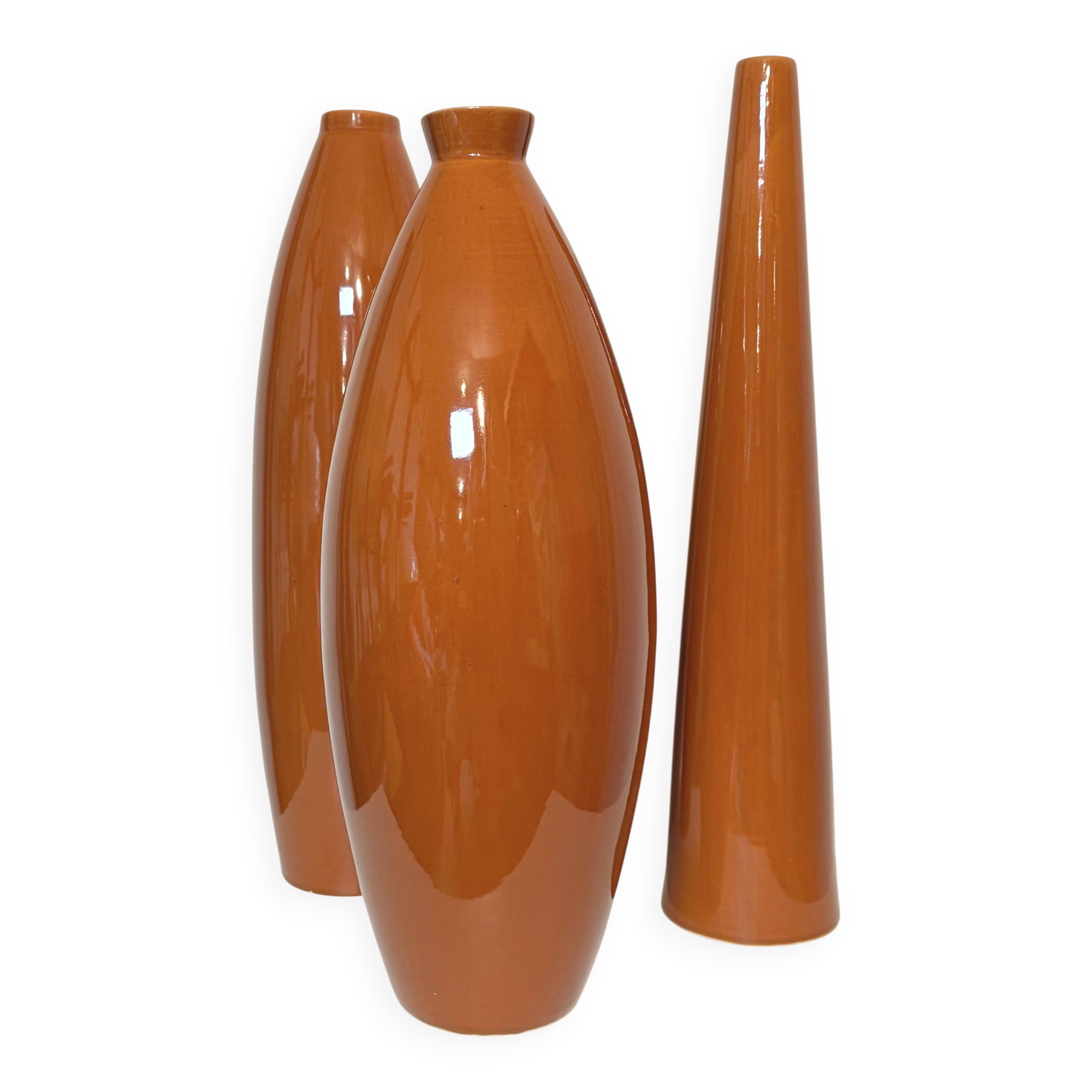 Lot de 3 grands vases céramique, 1980