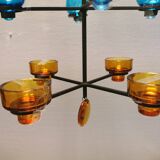 Hanging candlestick in cast iron and glass, Danish from the 1970s.