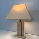 Travertine and brass lamp with original lampshades