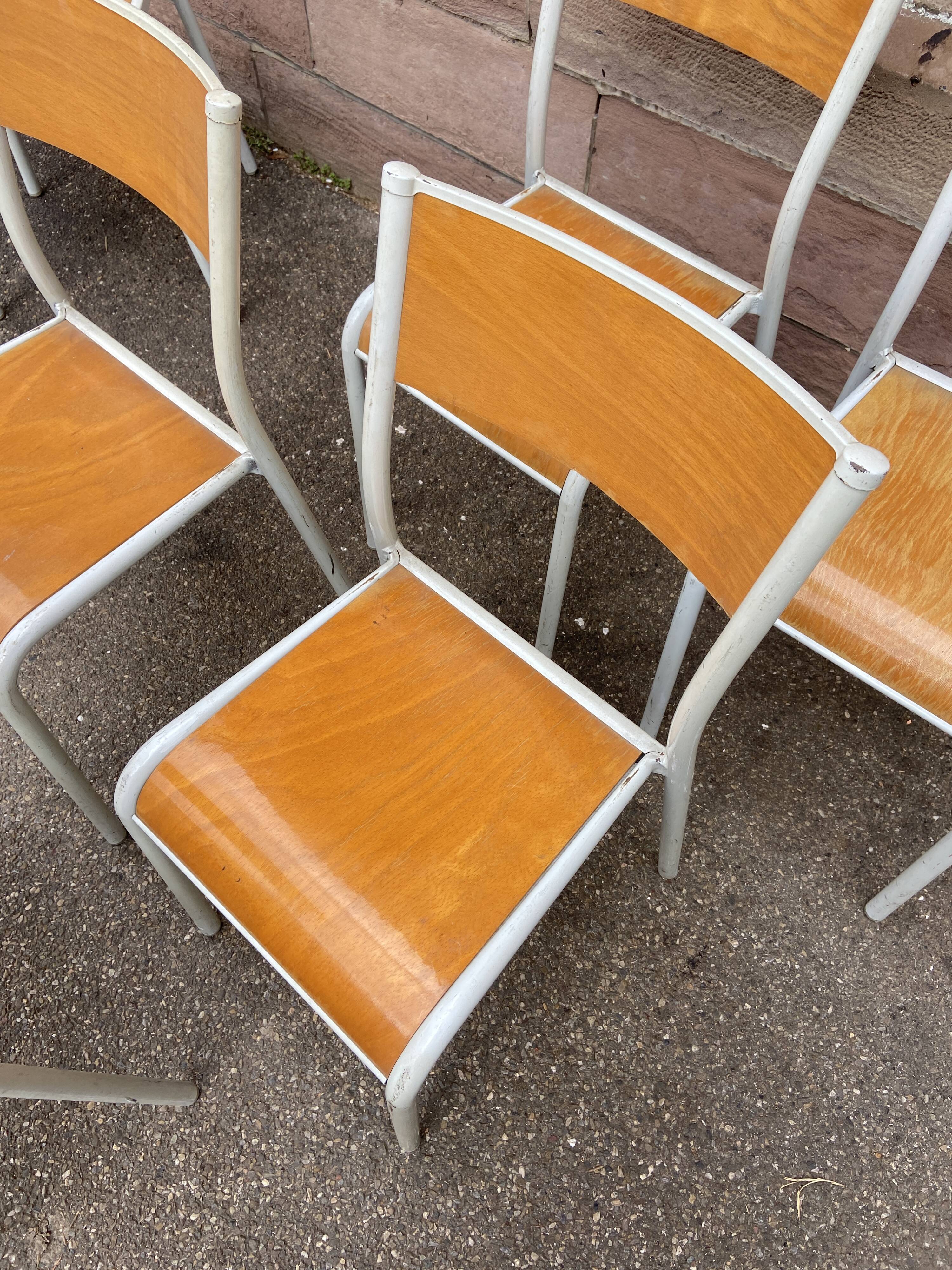 6 school chairs 70s industrial vintage school communities Mullca gaston cavaillon