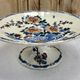 Compotier fruit cutters on pedestal Gien rooster and peonies 1938 1960