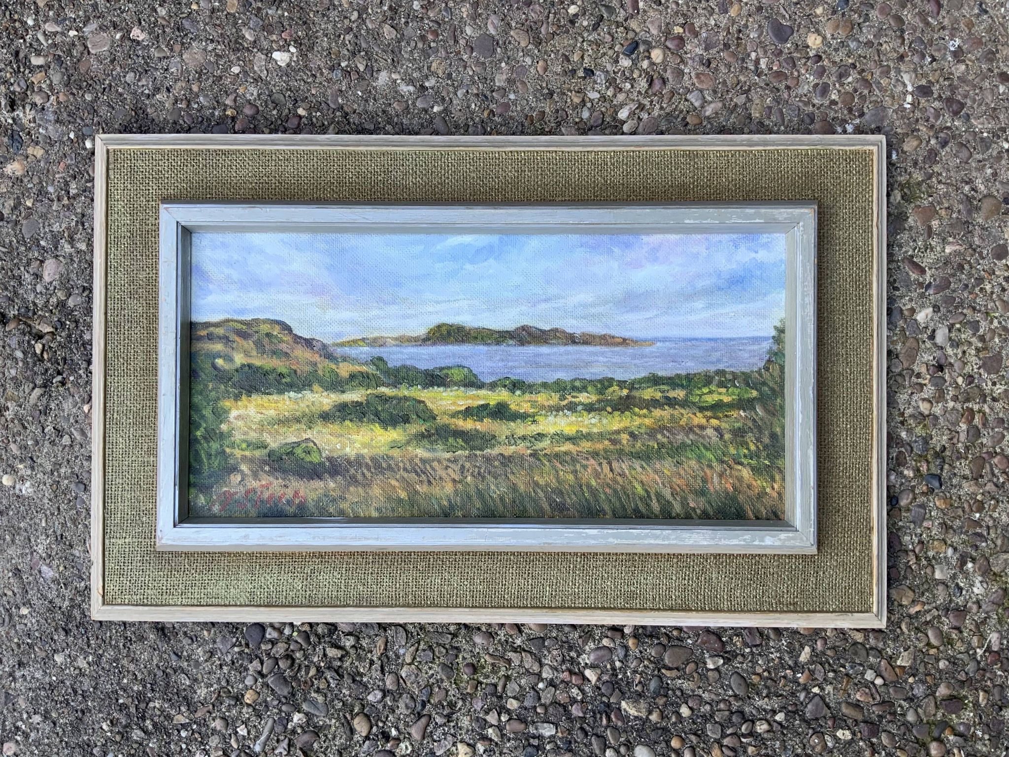 Peinture à l'huile originale de paysage vintage de N.Stern