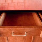 Wooden enfilade with fuchsia pink and black formica, 1950s, 130x50x100cm