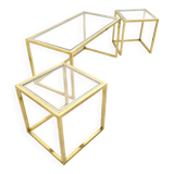 Set of Postmodern Brass, Steel and Glass Nesting Tables by Romeo Rega, Italy