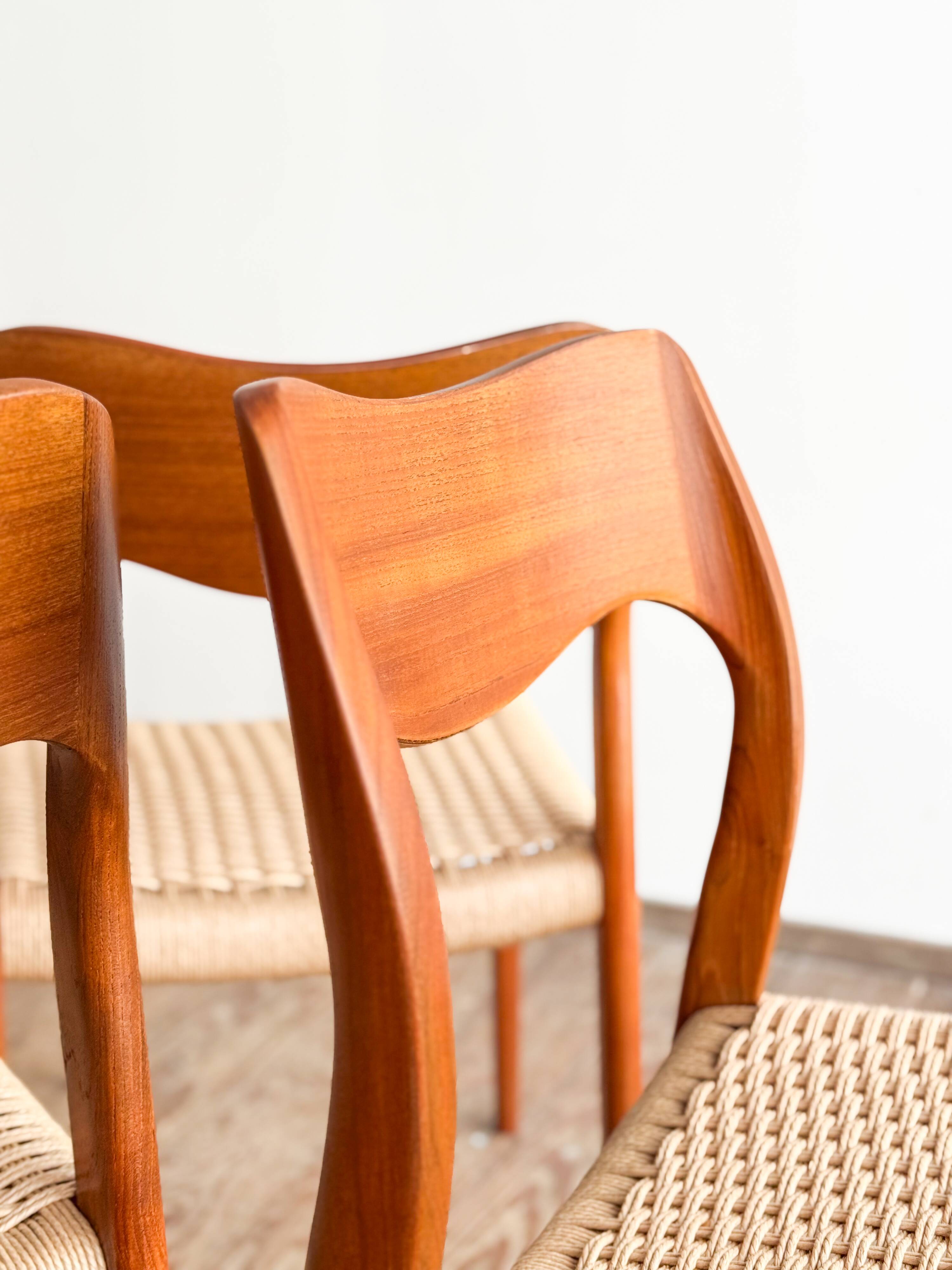 Set of 4 chairs 71 in teak by Niels O. Møller, JL Moller, Mid Century