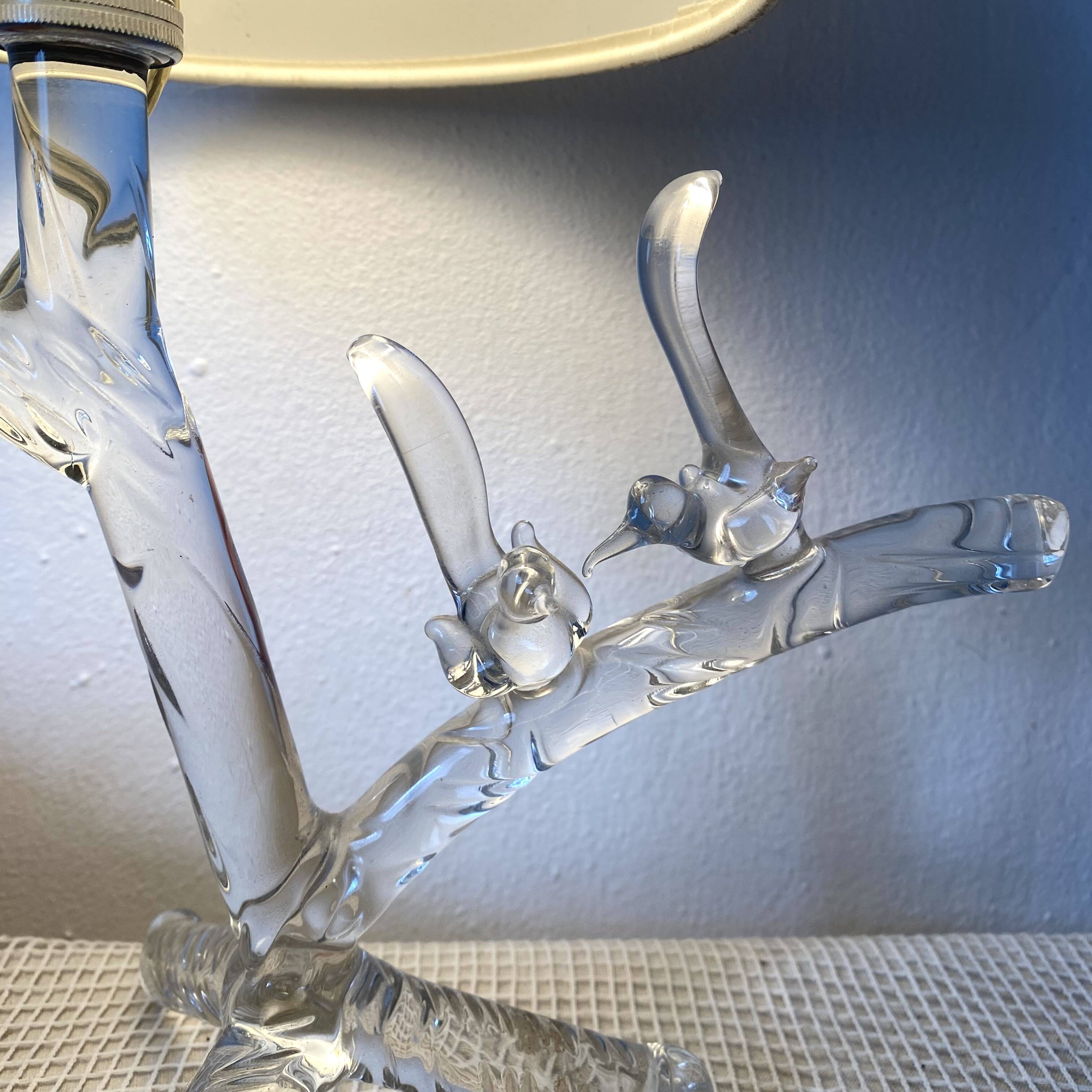 Lamp with crystal base, branch and birds motif, 1960s