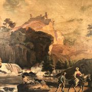 Louis XVI style trumeau in 19th century lacquered wood 196x172cm
