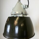Grey cast aluminium explosion proof lamp with black enameled shade
