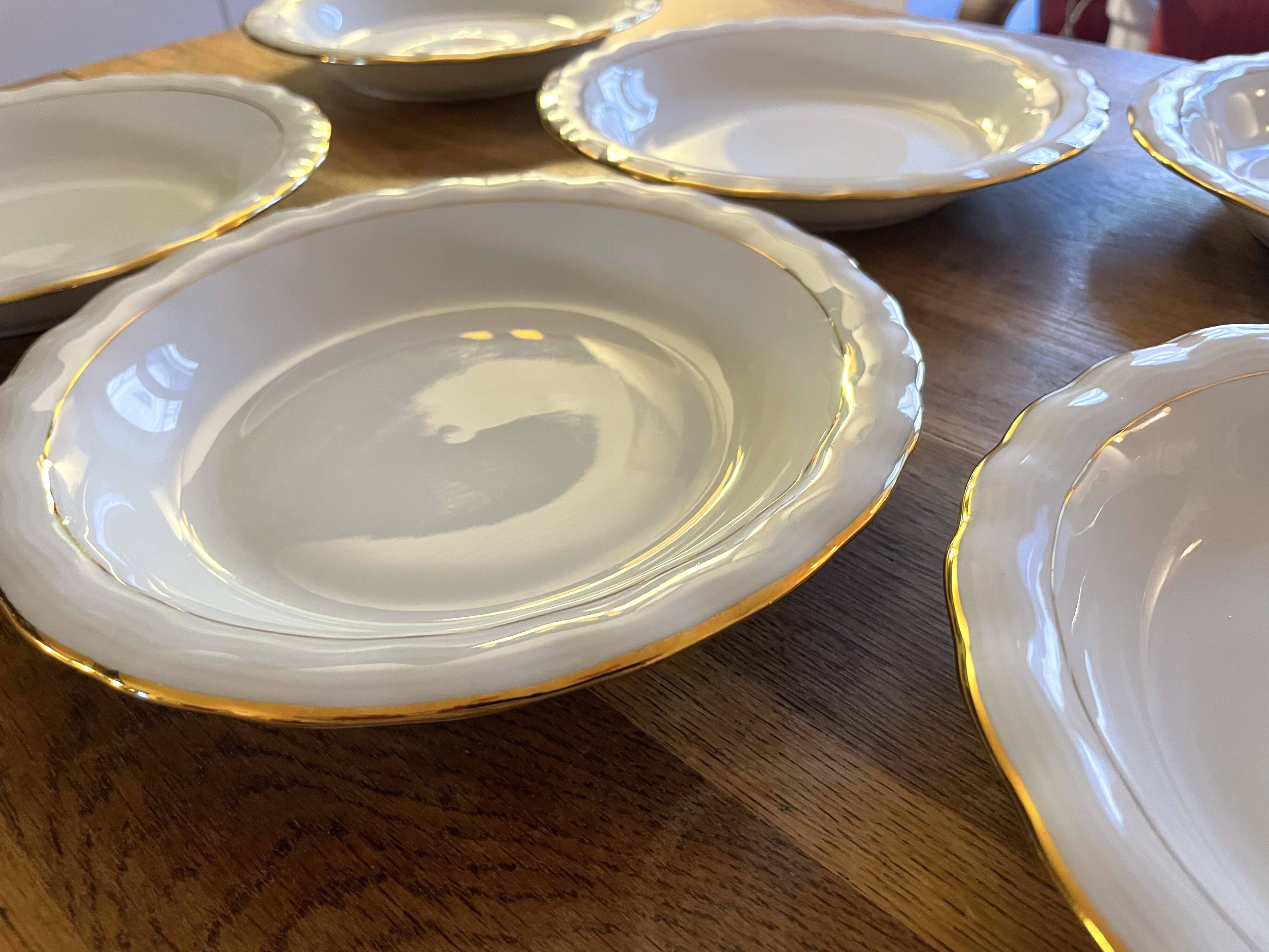 6 Limoges porcelain soup plates signed P. Dessagne in very good condition