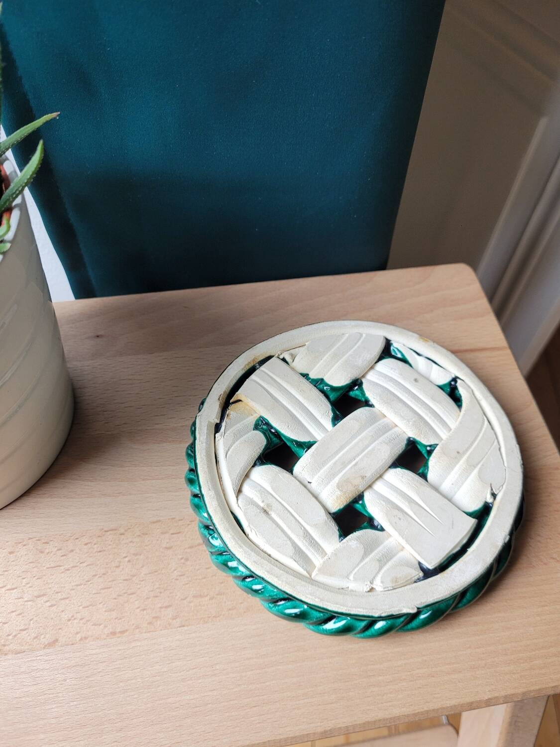 Vallauris glazed porcelain bottle coaster