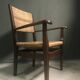 1930's Dutch oak and rush armchair.