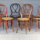 Set of 6 chairs no. 20 known as "omega" caned, including 3 thonet.